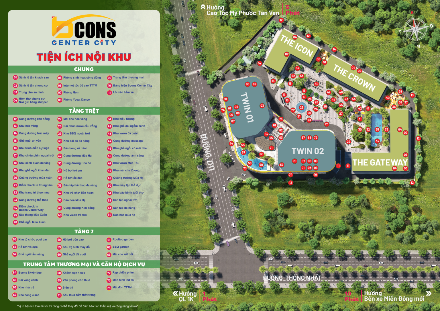 Tiện ích nội khu căn hộ Bcons Center City Đông Hòa