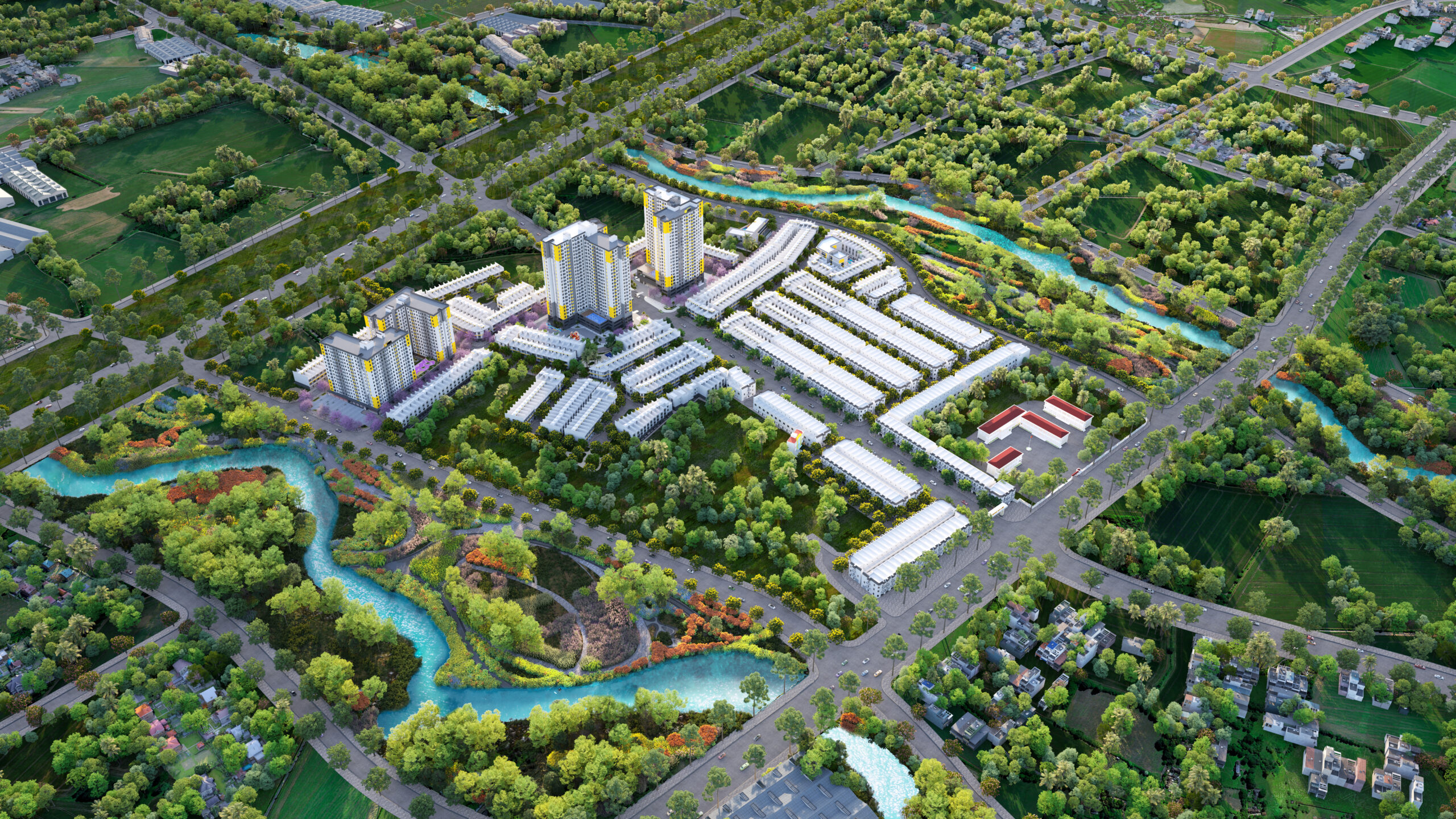 Toàn cảnh khu đô thị Bcons City Life nhìn từ trên cao