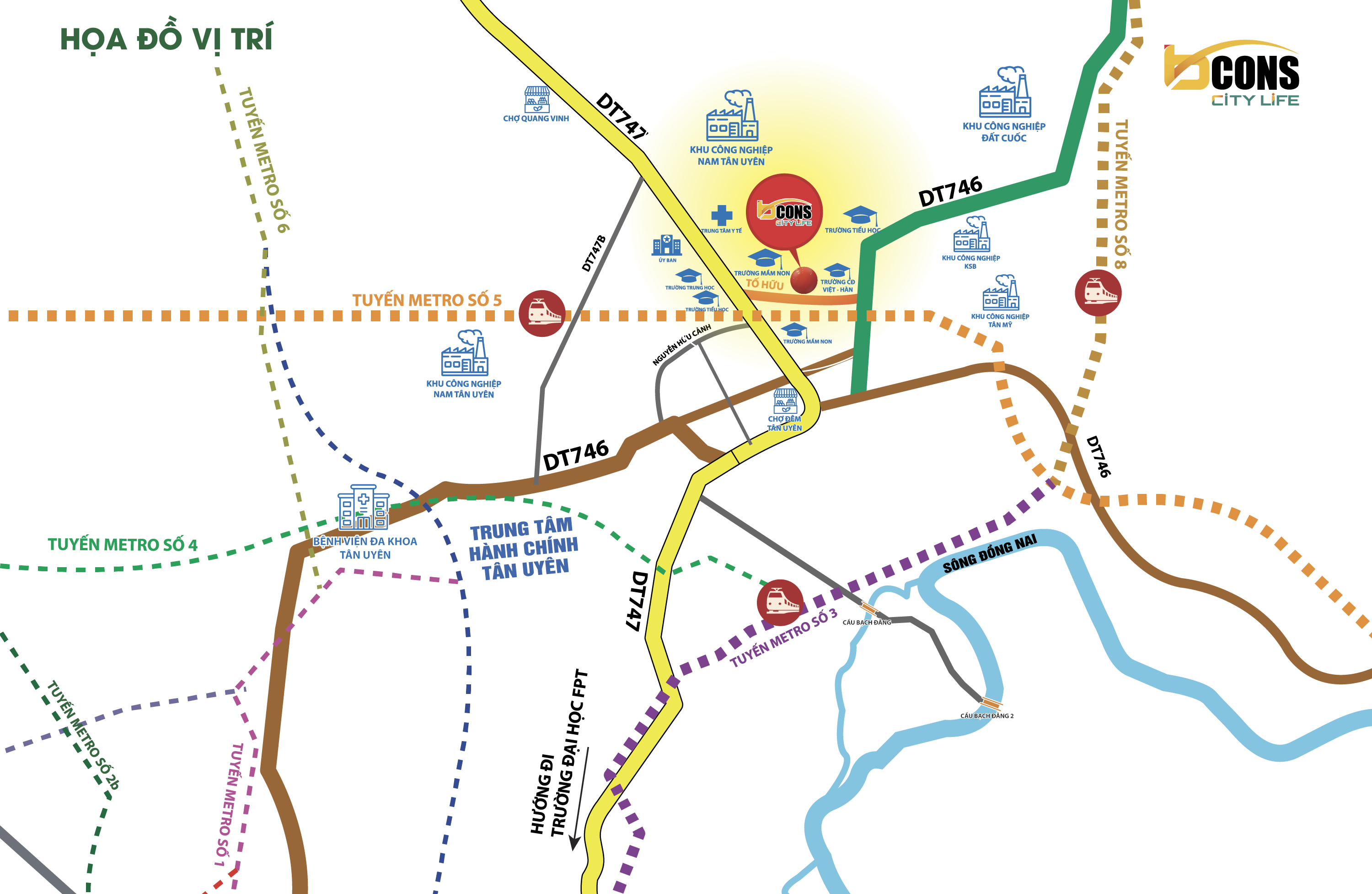 Họa đồ vị trí nhà phố Bcons City Life - mặt tiền Tố Hữu, Tân Uyên