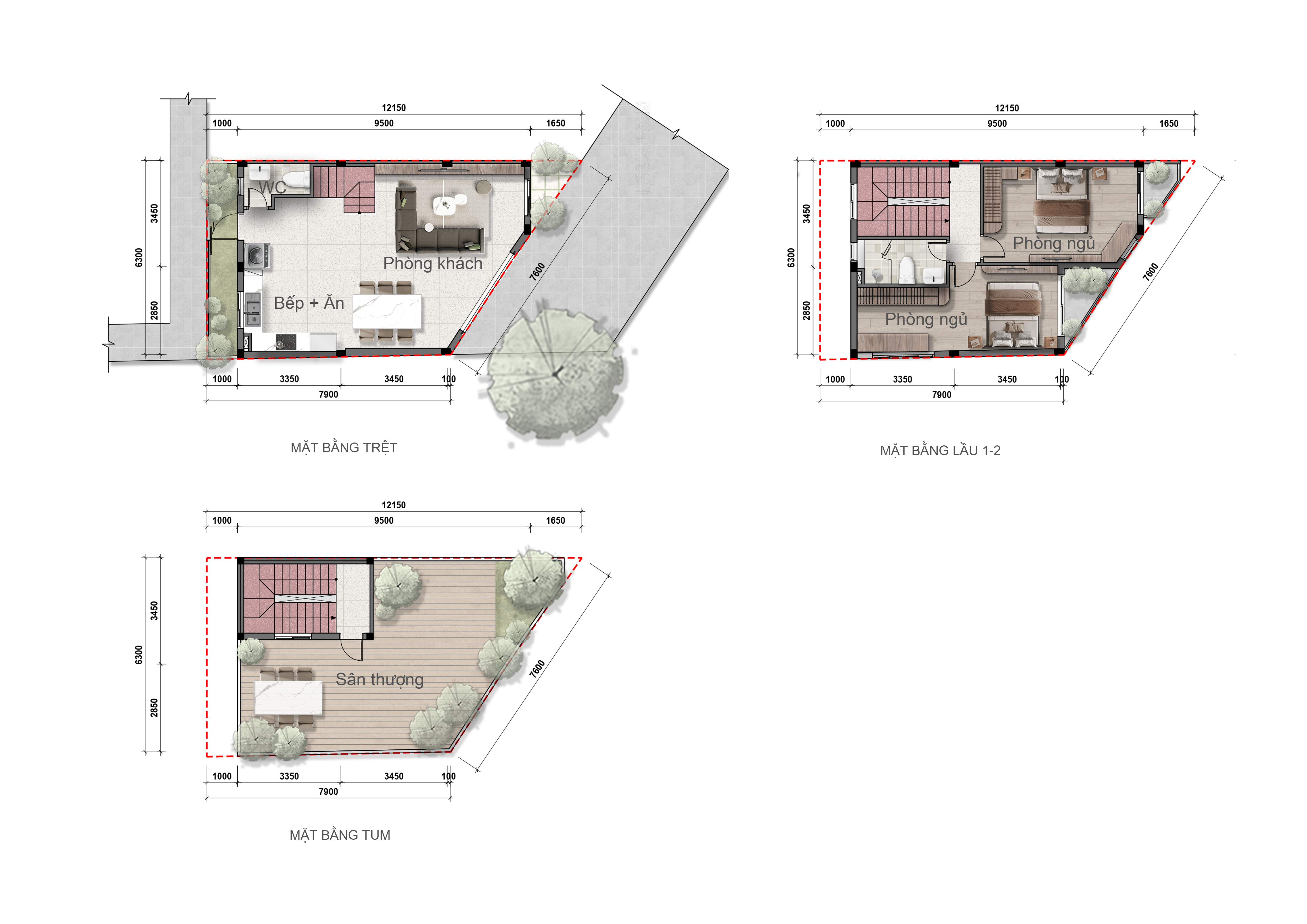 Layout nhà phố góc Bcons City Life dãy LK-A - 2 mặt thoáng