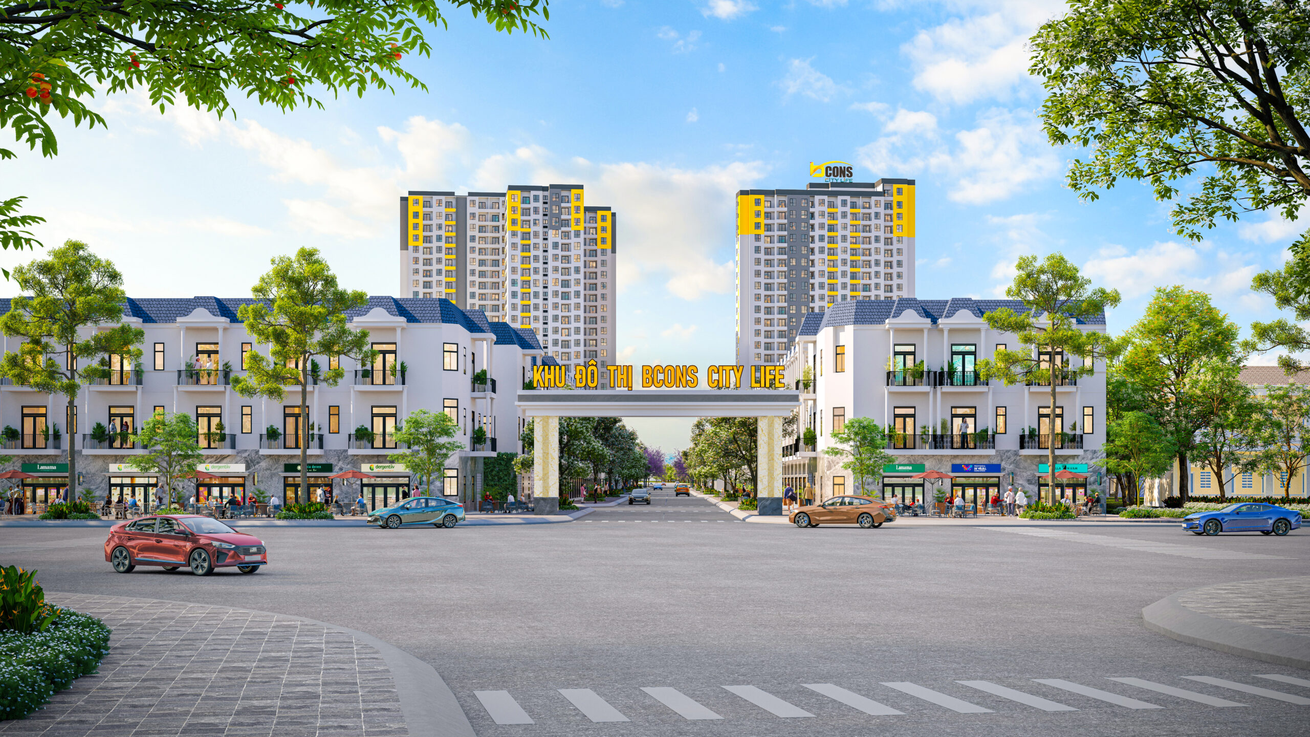 Phối cảnh cổng chào khu đô thị Bcons City Life Tân Uyên